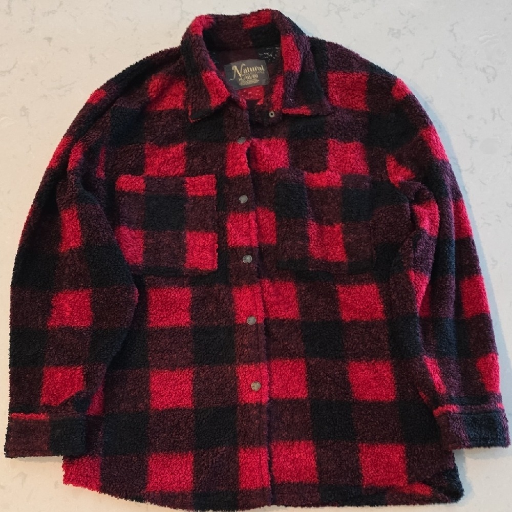 Natural Reflections Red and Black Checkered Button Down Shirt